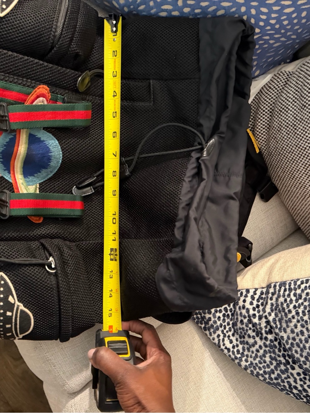 Gucci Hollywood Black Backpack with Multicolor Embroidery Mesh Mix Material - Picture 4 of 16